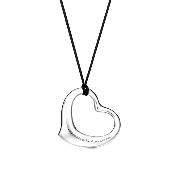 Tiffany Open Heart Pendant Large on mesh sterling silver chain. Pouch incl. - Picture 9 of 9